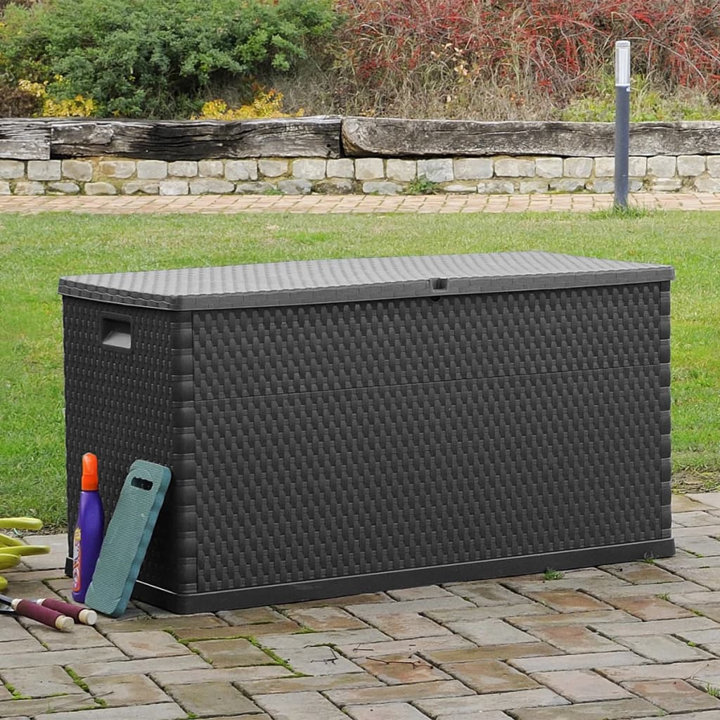 Garden Storage Box Anthracite 120x56x63 cm PP Rattan - Newstart Furniture