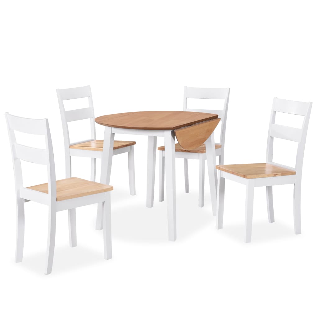 Dining Set 5 Pieces MDF and Rubberwood White - Newstart Furniture