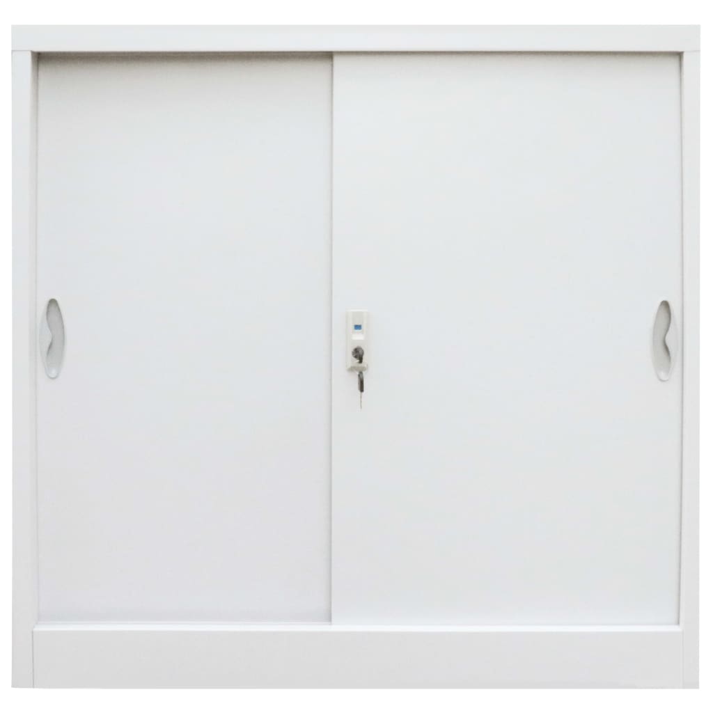 Office Cabinet with Sliding Doors Metal 90x40x90 cm Grey - Newstart Furniture
