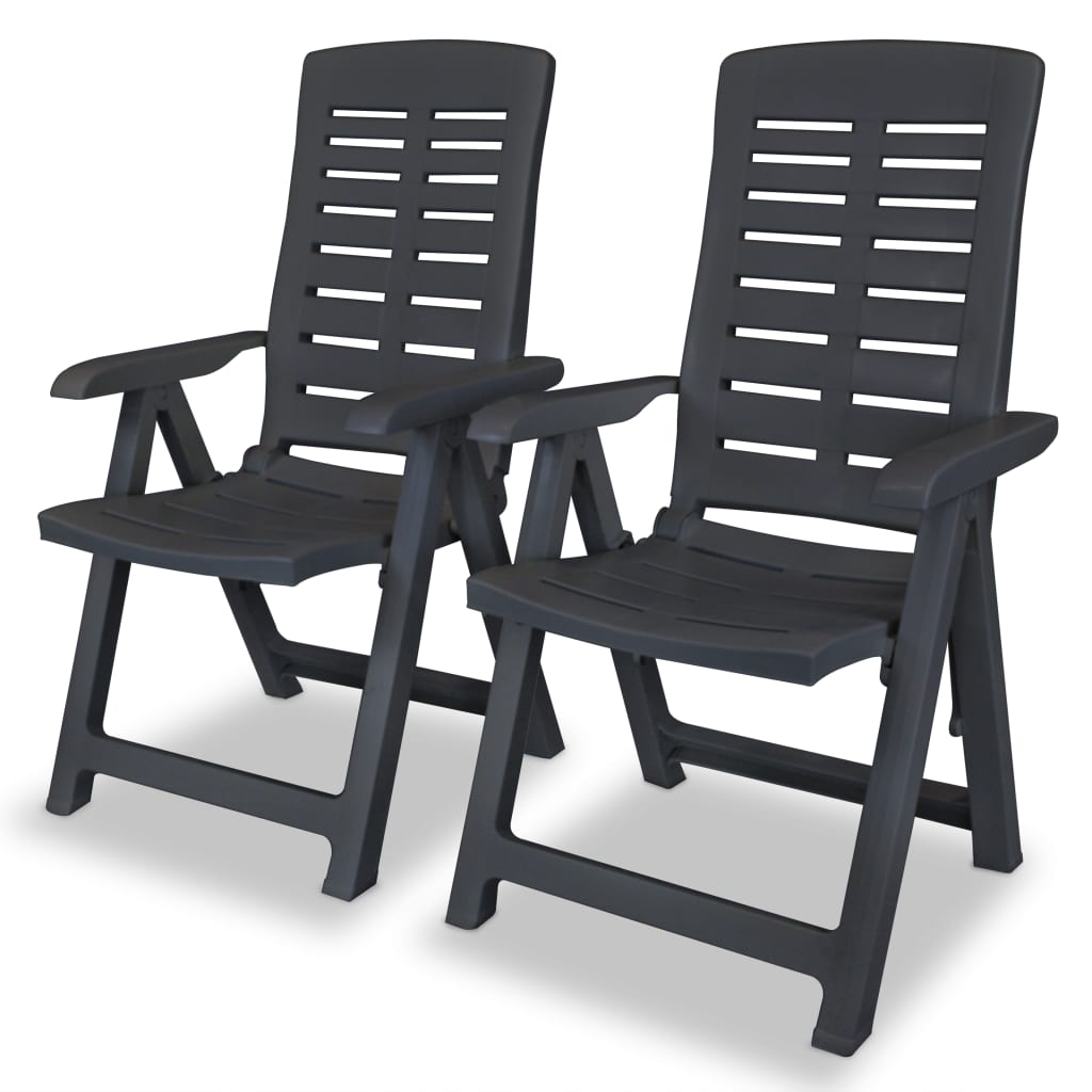 Reclining Garden Chairs 2 pcs Plastic Anthracite - Newstart Furniture