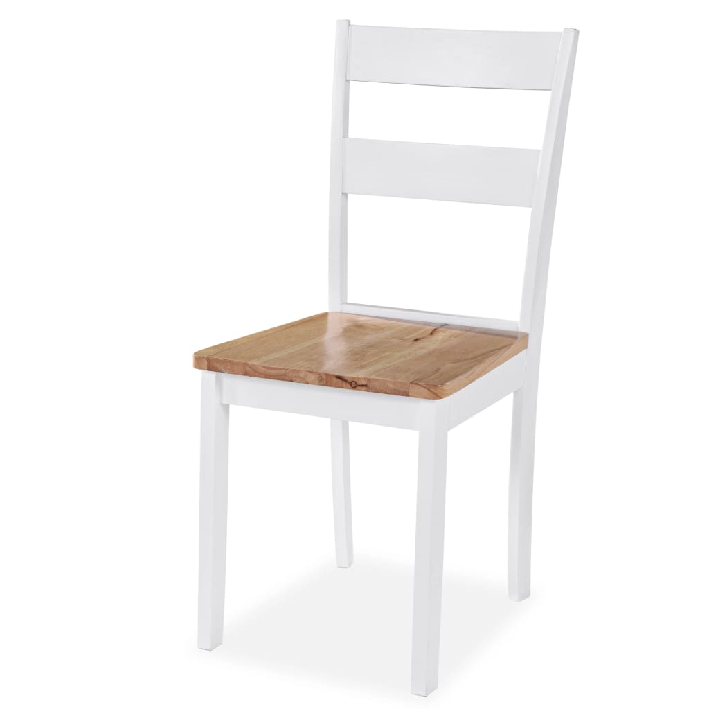 Dining Chairs 6 pcs White Solid Rubber Wood - Newstart Furniture
