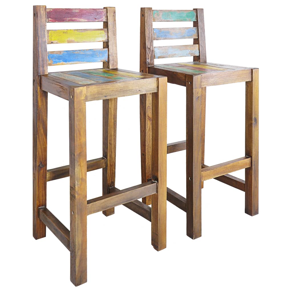 Bar Stools 2 pcs Solid Reclaimed Wood - Newstart Furniture