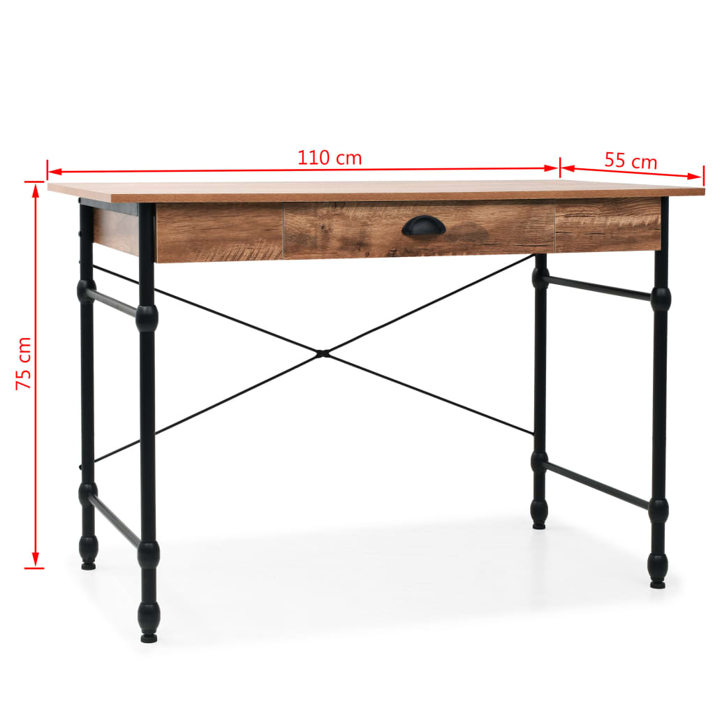 Writing Desk with Drawer 110x55x75 cm Oak Colour - Newstart Furniture