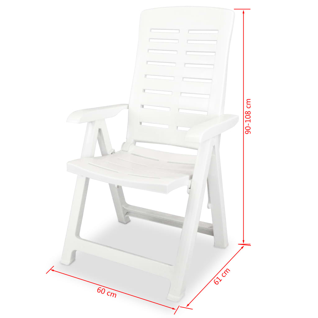 Reclining Garden Chairs 4 pcs Plastic White - Newstart Furniture
