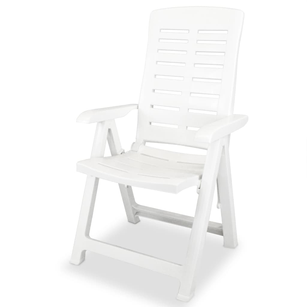 Reclining Garden Chairs 6 pcs Plastic White - Newstart Furniture