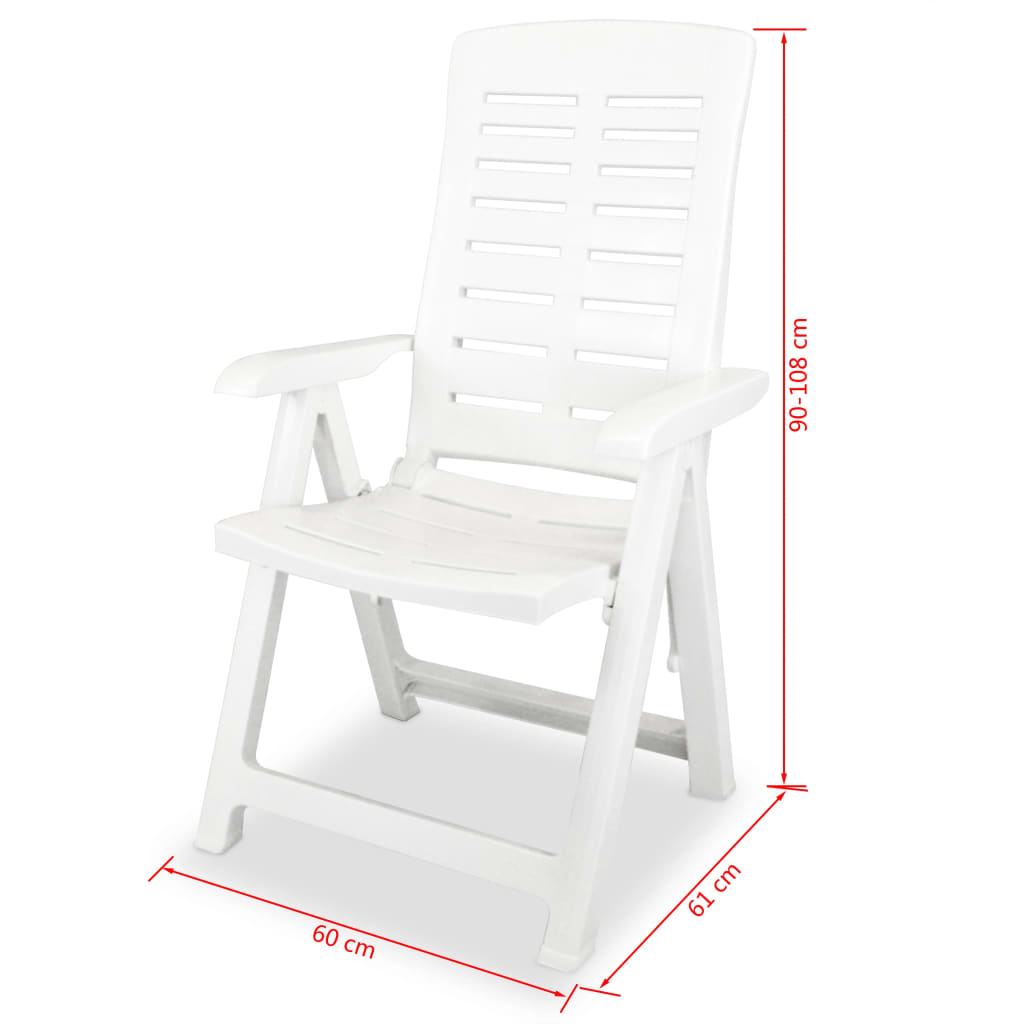 Reclining Garden Chairs 6 pcs Plastic White - Newstart Furniture