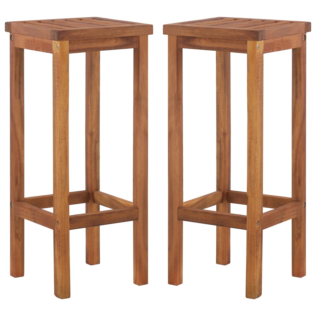 Bar Chairs 2 pcs Solid Acacia Wood - Newstart Furniture