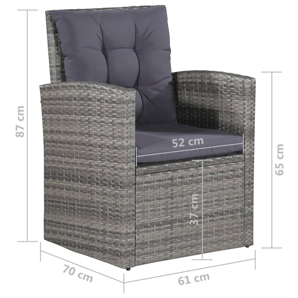 6 Piece Garden Lounge Set with Cushions Poly Rattan Grey - Newstart Furniture
