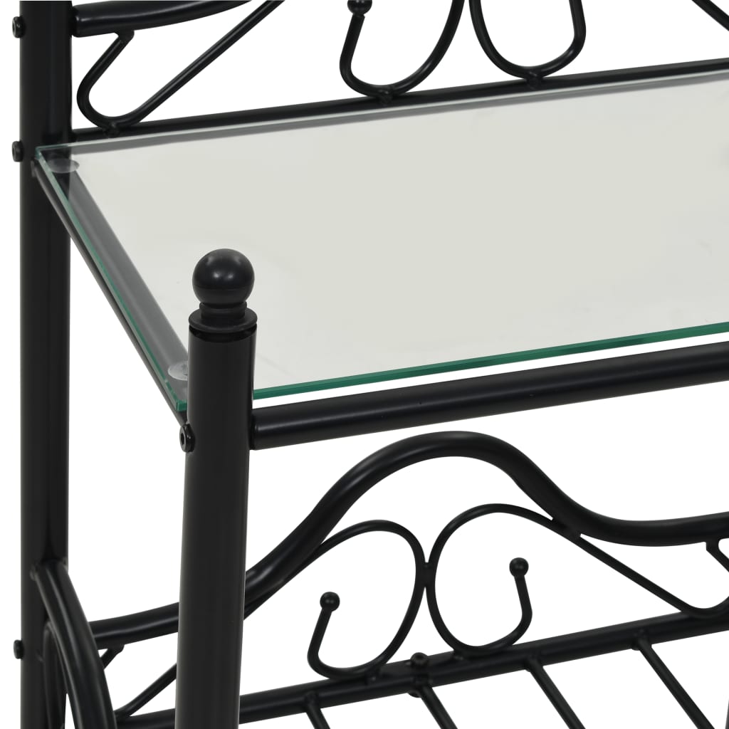 Bedside Table Steel and Tempered Glass 45x30.5x60 cm Black - Newstart Furniture