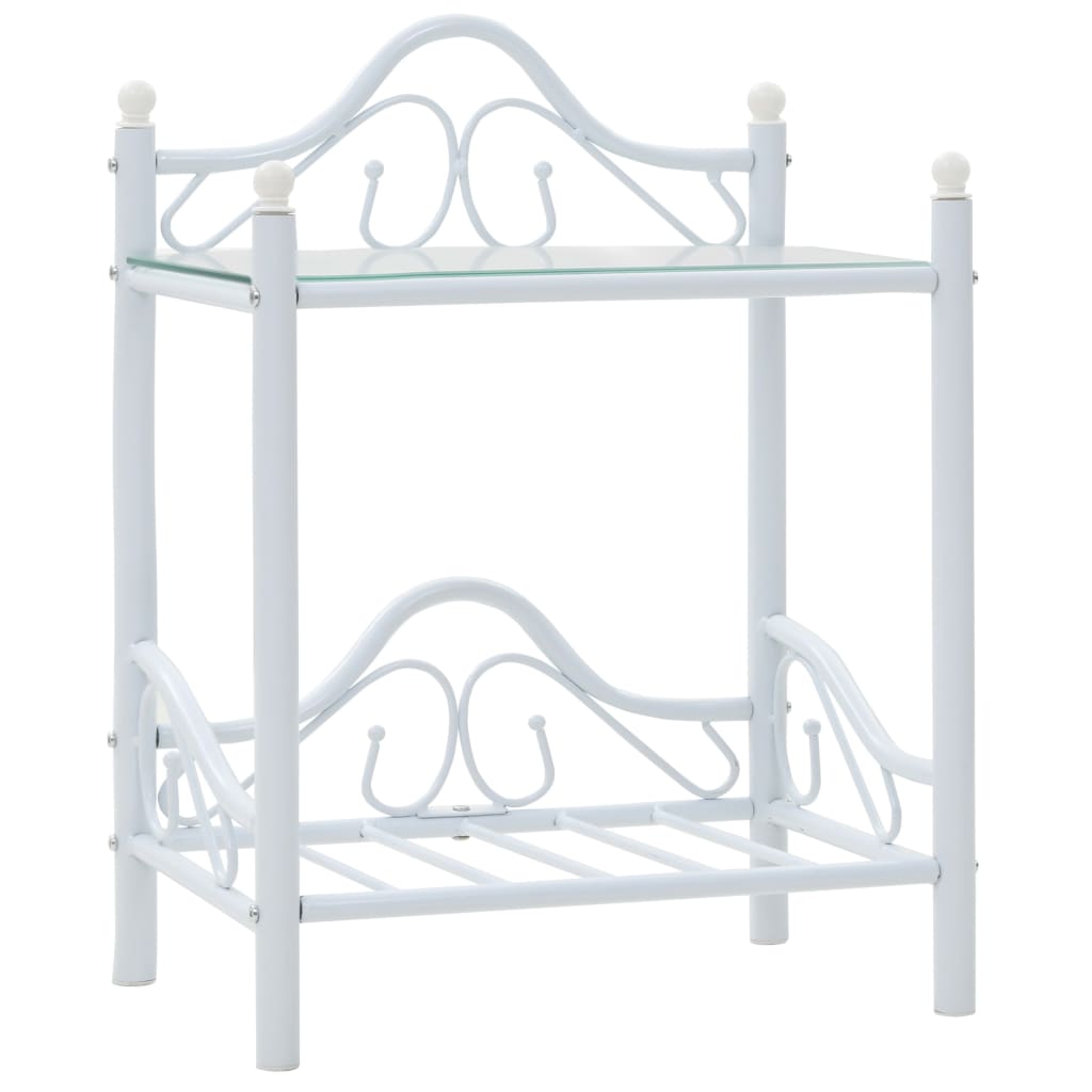 Bedside Tables 2 pcs Steel and Tempered Glass 45x30.5x60 cm White - Newstart Furniture