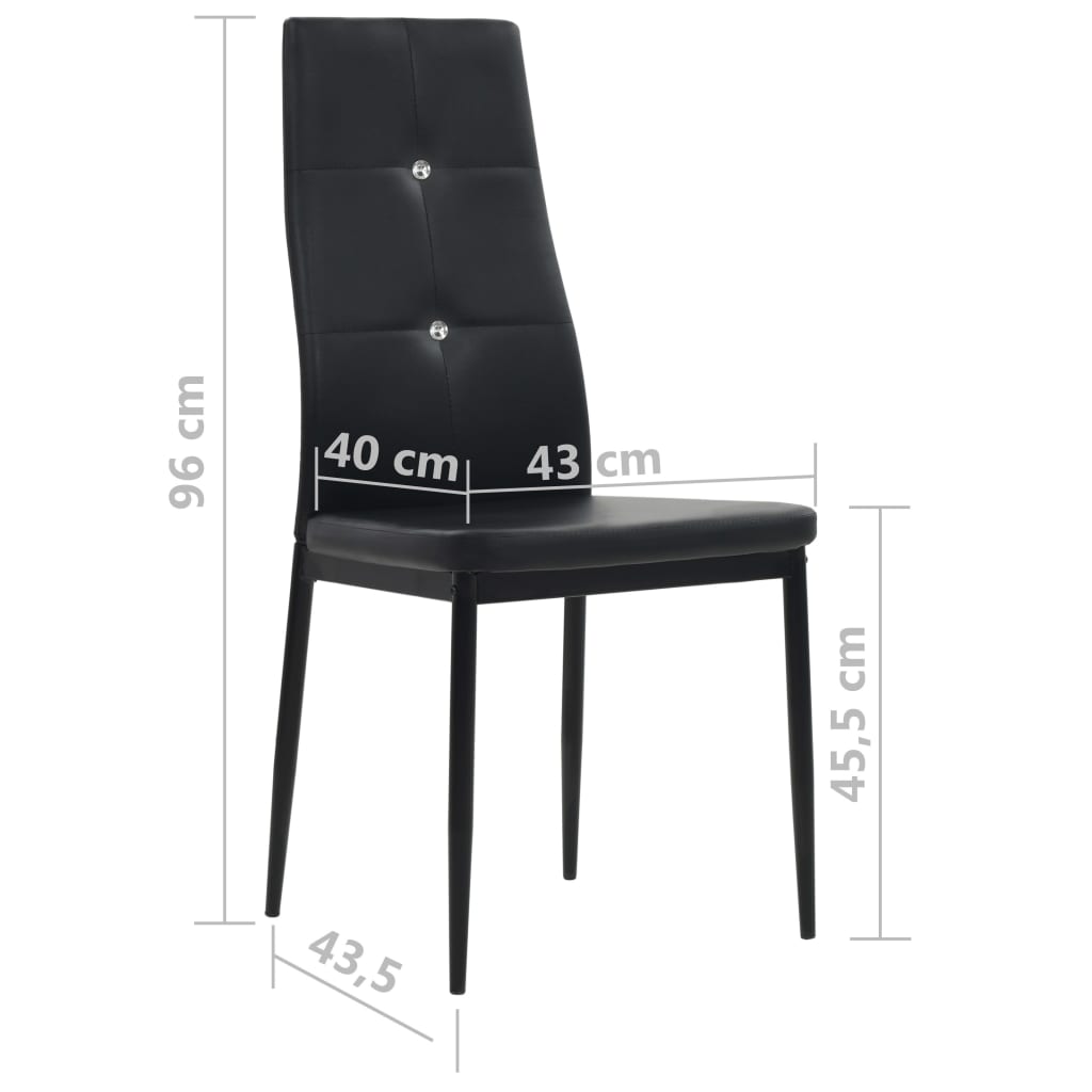 Dining Chairs 2 pcs Black Faux Leather - Newstart Furniture