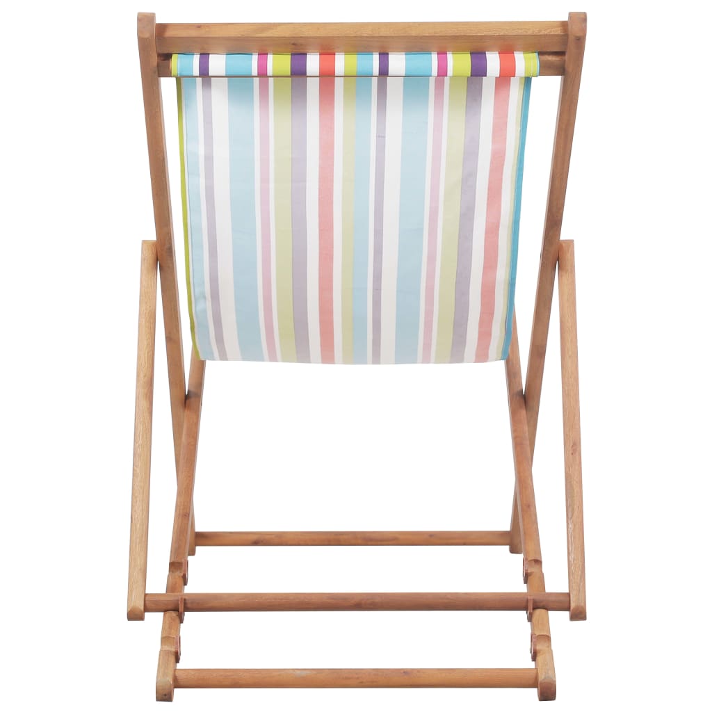 Folding Beach Chair Fabric and Wooden Frame Multicolour - Newstart Furniture