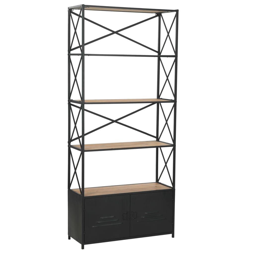 Bookcase Solid Firwood and Steel 80x32.5x180 cm - Newstart Furniture
