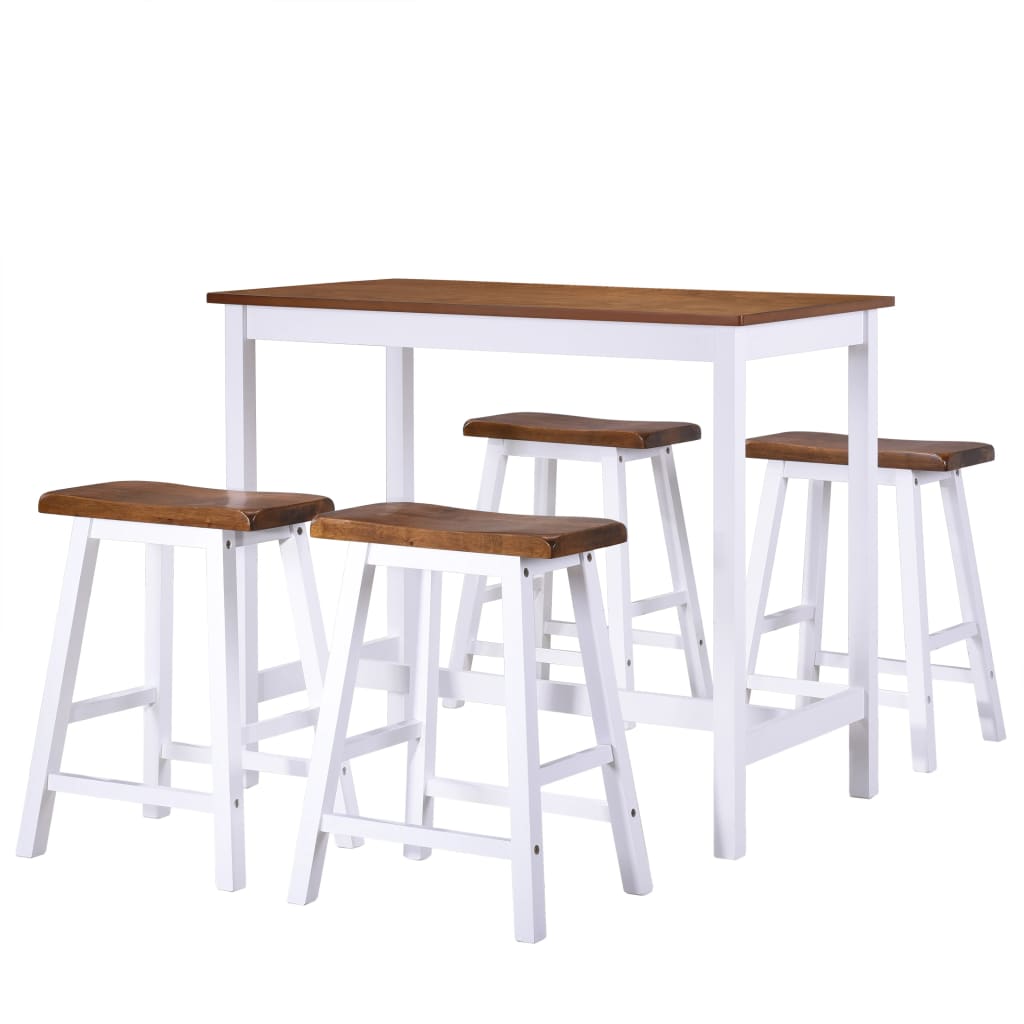 Bar Table and Stool Set 5 Pieces Solid Wood - Newstart Furniture