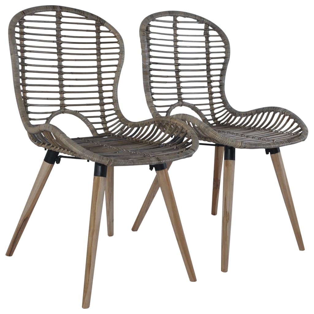 Dining Chairs 4 pcs Brown Natural Rattan - Newstart Furniture