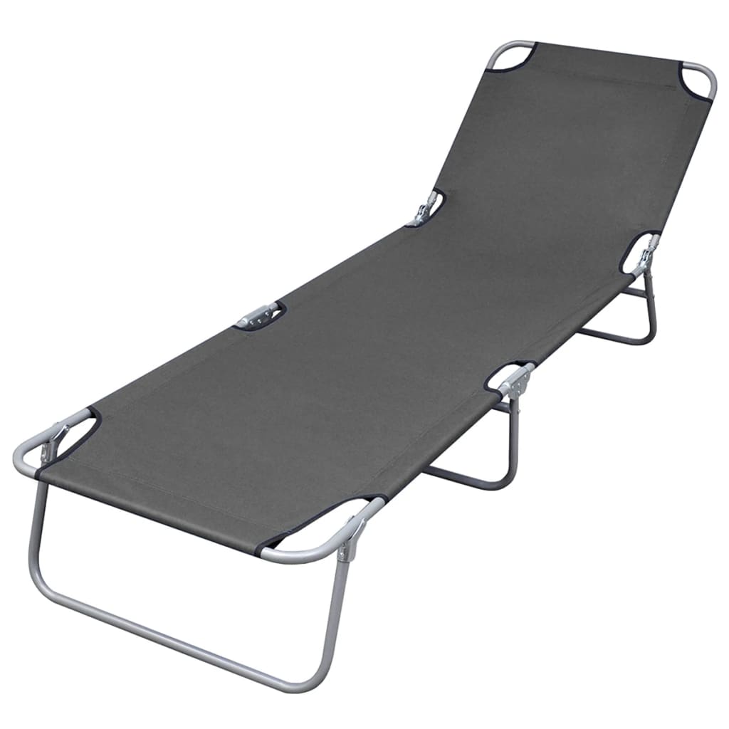 Foldable Sunlounger with Adjustable Backrest Grey - Newstart Furniture
