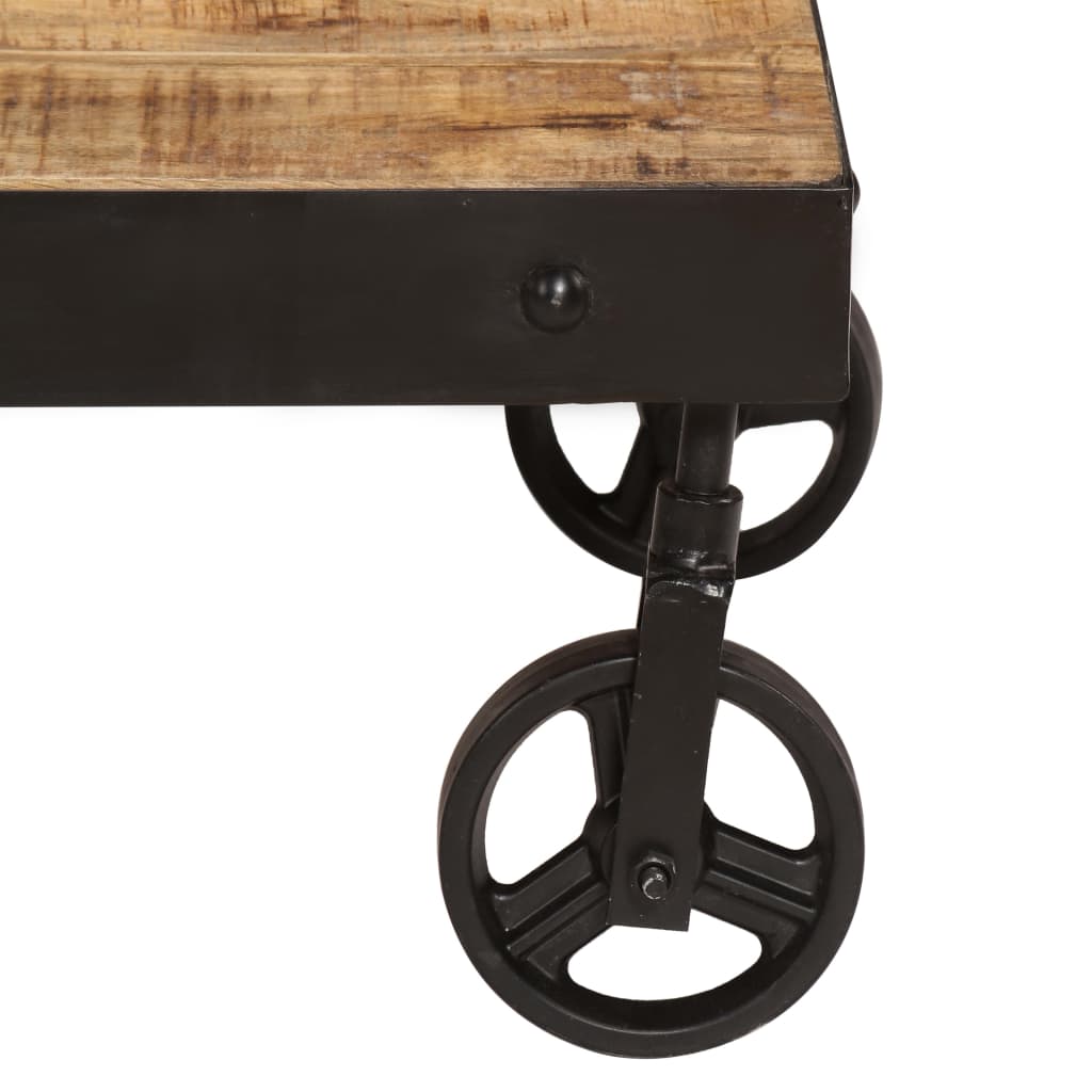 Coffee Table with Wheels Solid Mango Wood 100x60x26 cm - Newstart Furniture