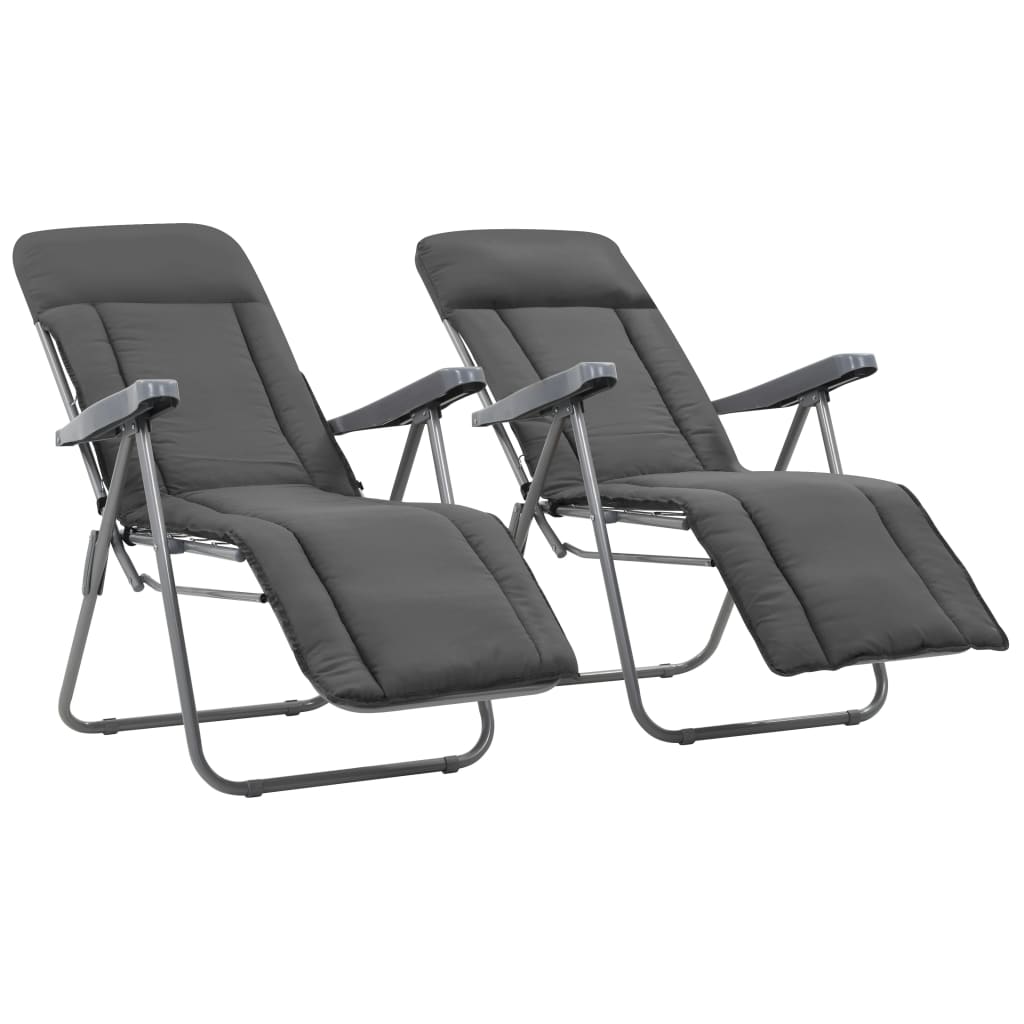 Folding Garden Chairs with Cushions 2 pcs Grey - Newstart Furniture