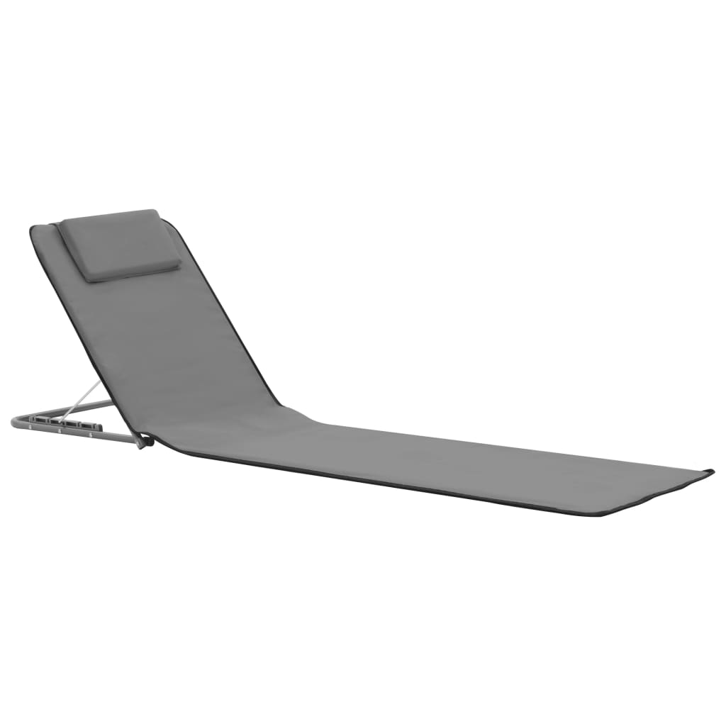 Folding Beach Mats 2 pcs Steel and Fabric Grey - Newstart Furniture