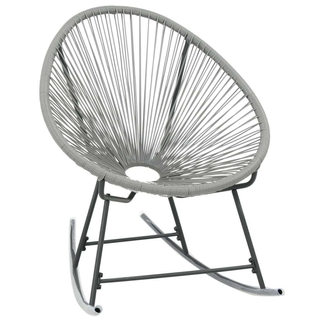 Outdoor Rocking Moon Chair Grey Poly Rattan - Newstart Furniture