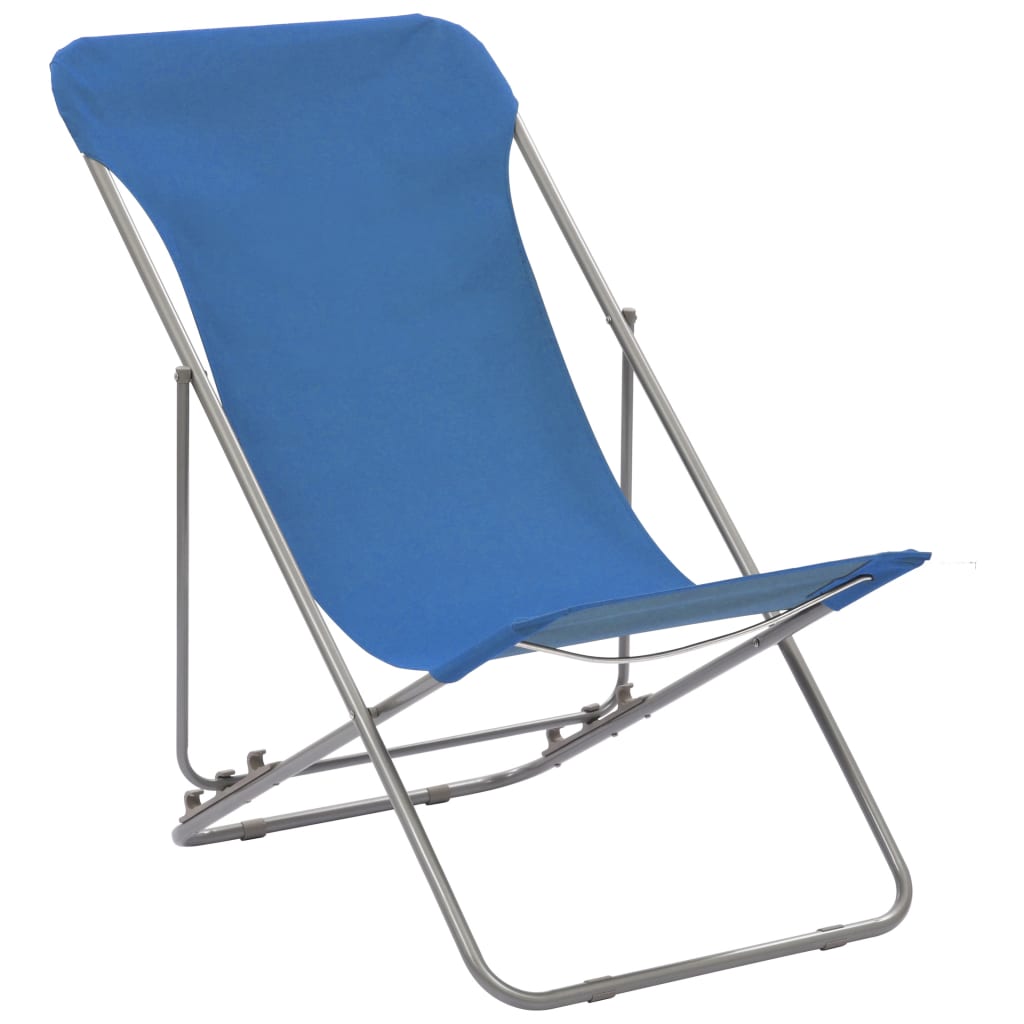 Folding Beach Chairs 2 pcs Steel and Oxford Fabric Blue - Newstart Furniture