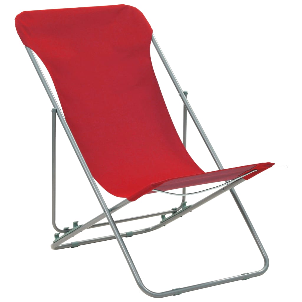 Folding Beach Chairs 2 pcs Steel and Oxford Fabric Red - Newstart Furniture
