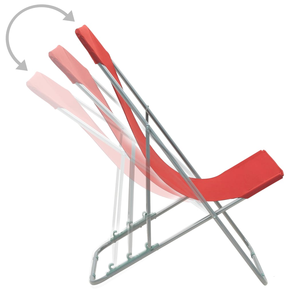 Folding Beach Chairs 2 pcs Steel and Oxford Fabric Red - Newstart Furniture