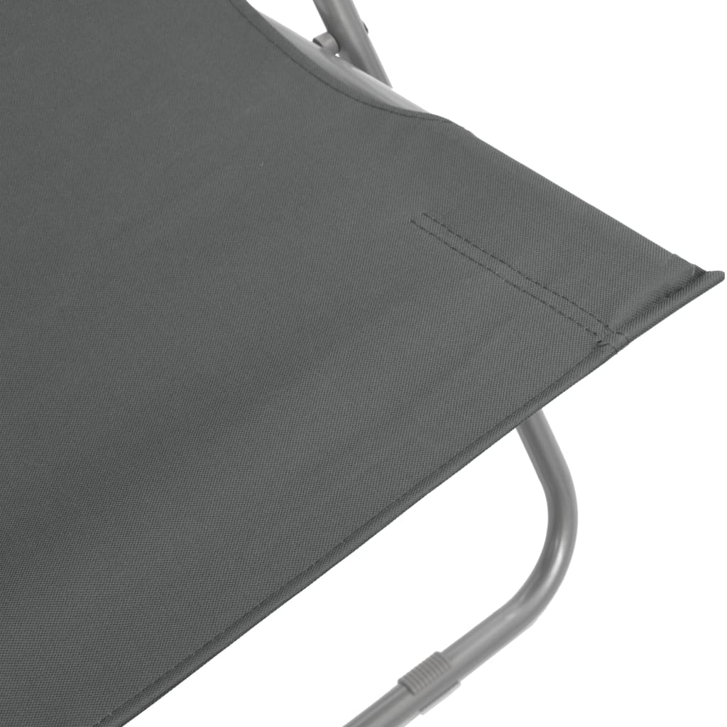 Folding Beach Chairs 2 pcs Steel and Oxford Fabric Grey - Newstart Furniture