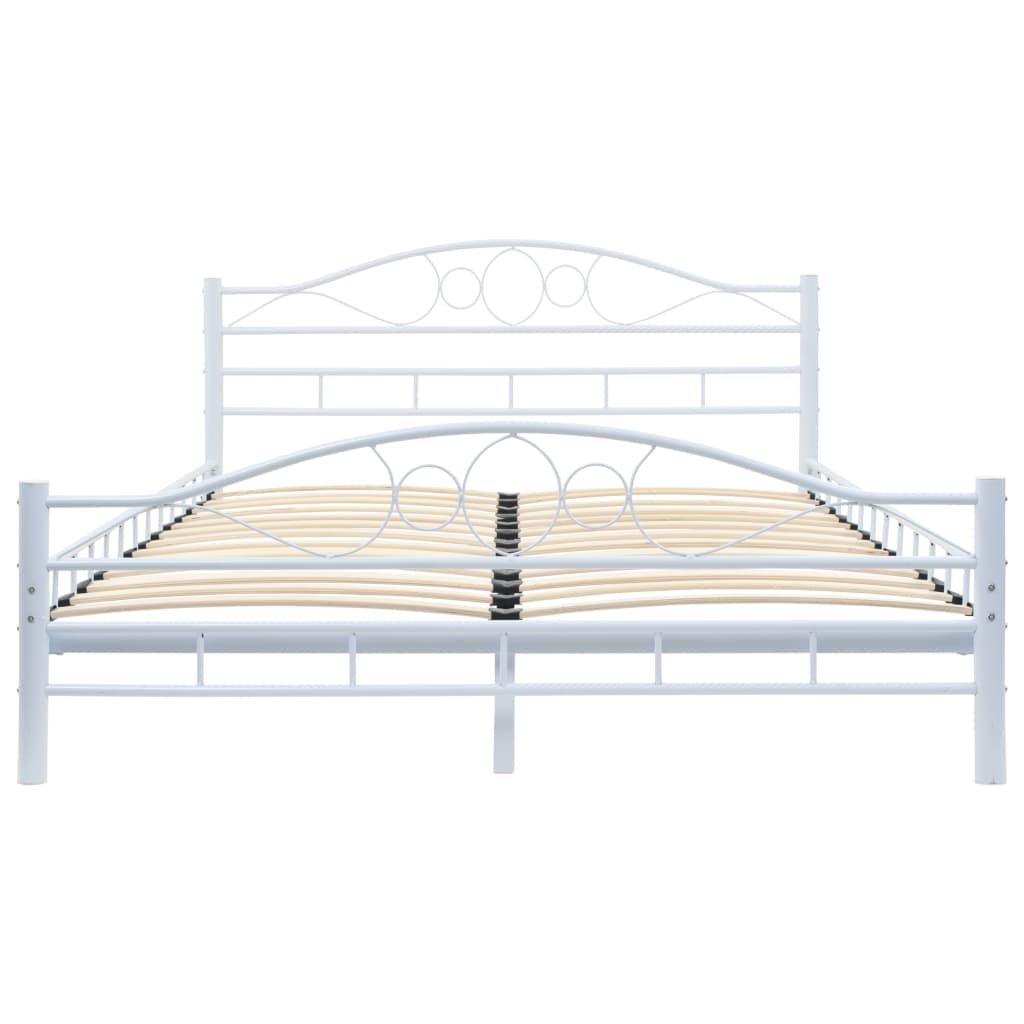 Bed Frame White Metal 137x187 cm Double Size - Newstart Furniture