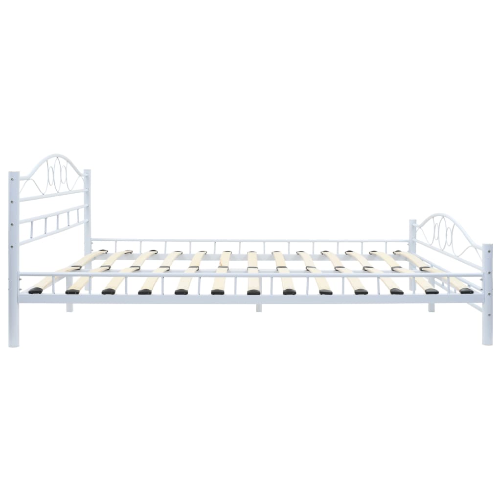 Bed Frame White Metal 137x187 cm Double Size - Newstart Furniture