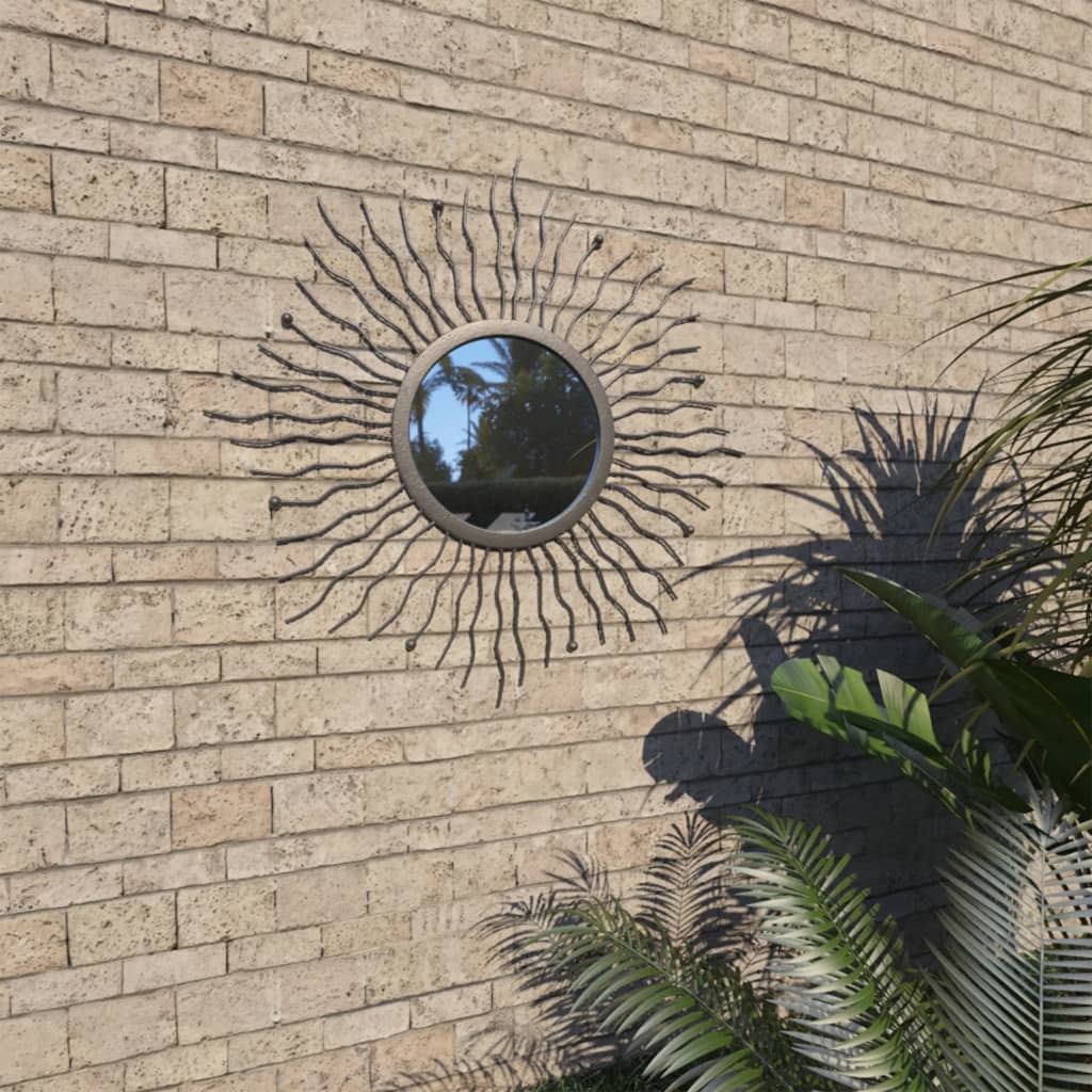 Garden Wall Mirror Sunburst 60 cm Black - Newstart Furniture