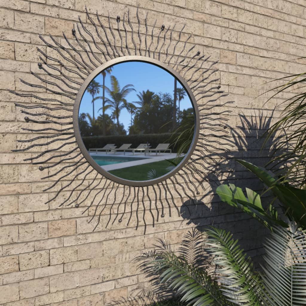 Garden Wall Mirror Sunburst 80 cm Black - Newstart Furniture