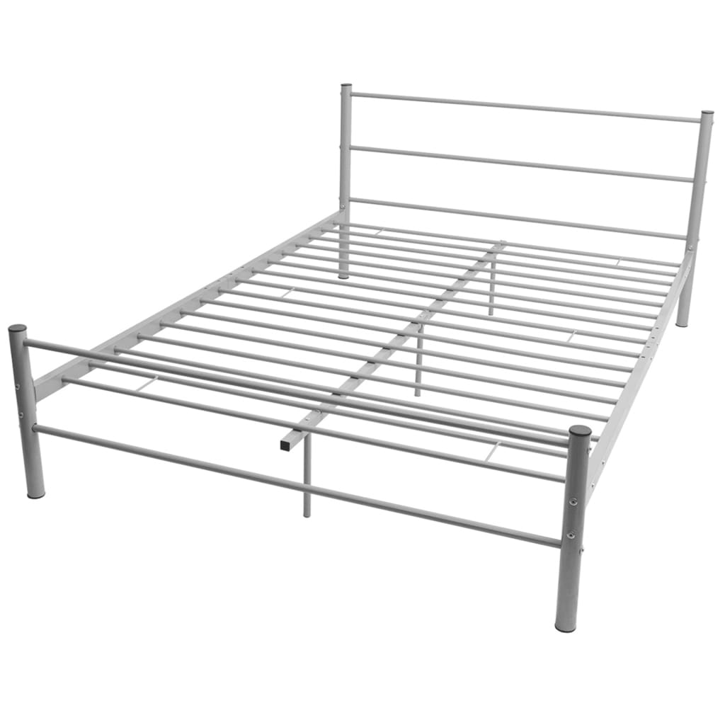 Bed Frame Grey Metal Double Size - Newstart Furniture