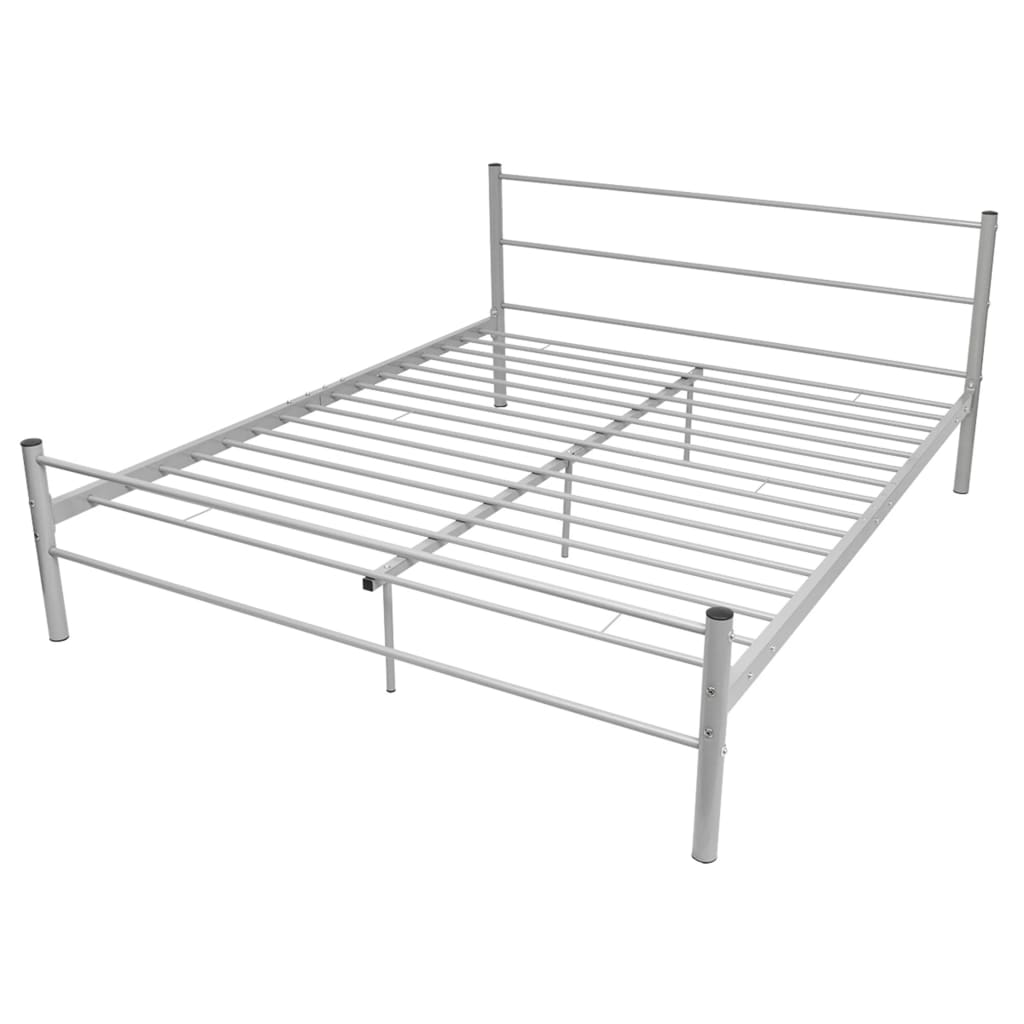 Bed Frame Grey Metal Queen Size - Newstart Furniture