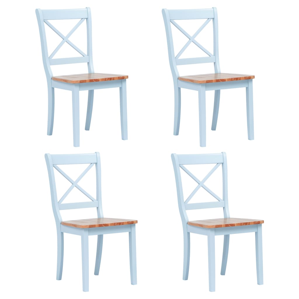 Dining Chairs 4 pcs Grey and Light Wood Solid Rubber Wood - Newstart Furniture
