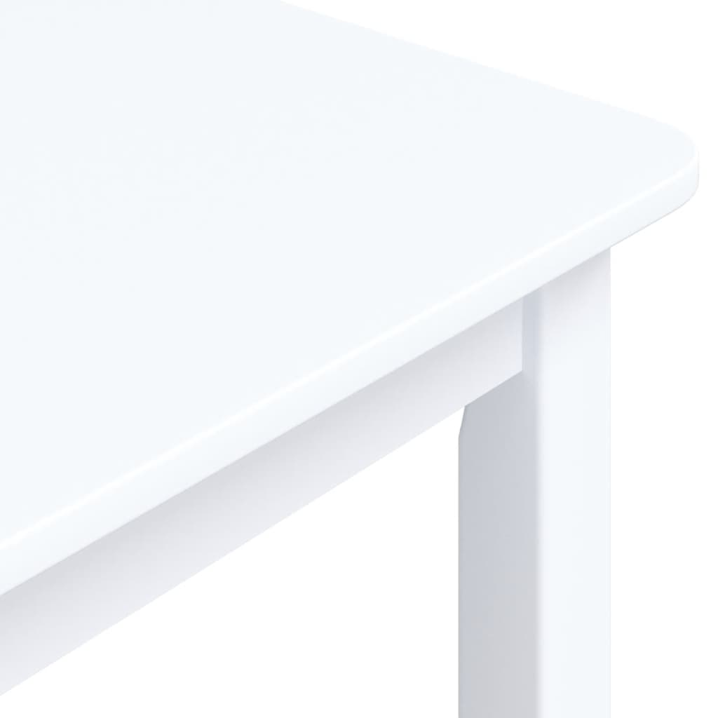 Dining Table White 114x71x75 cm Solid Rubber Wood