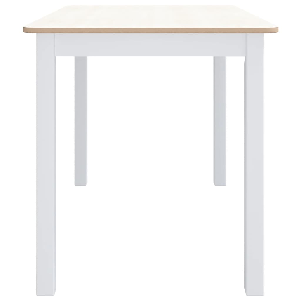 Dining Table White and Brown 114x71x75 cm Solid Rubber Wood