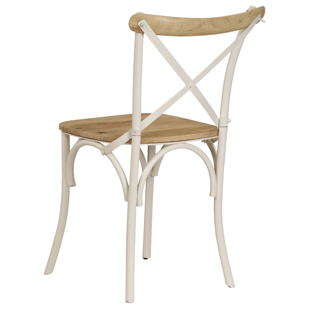 Cross Chairs 2 pcs White Solid Mango Wood - Newstart Furniture