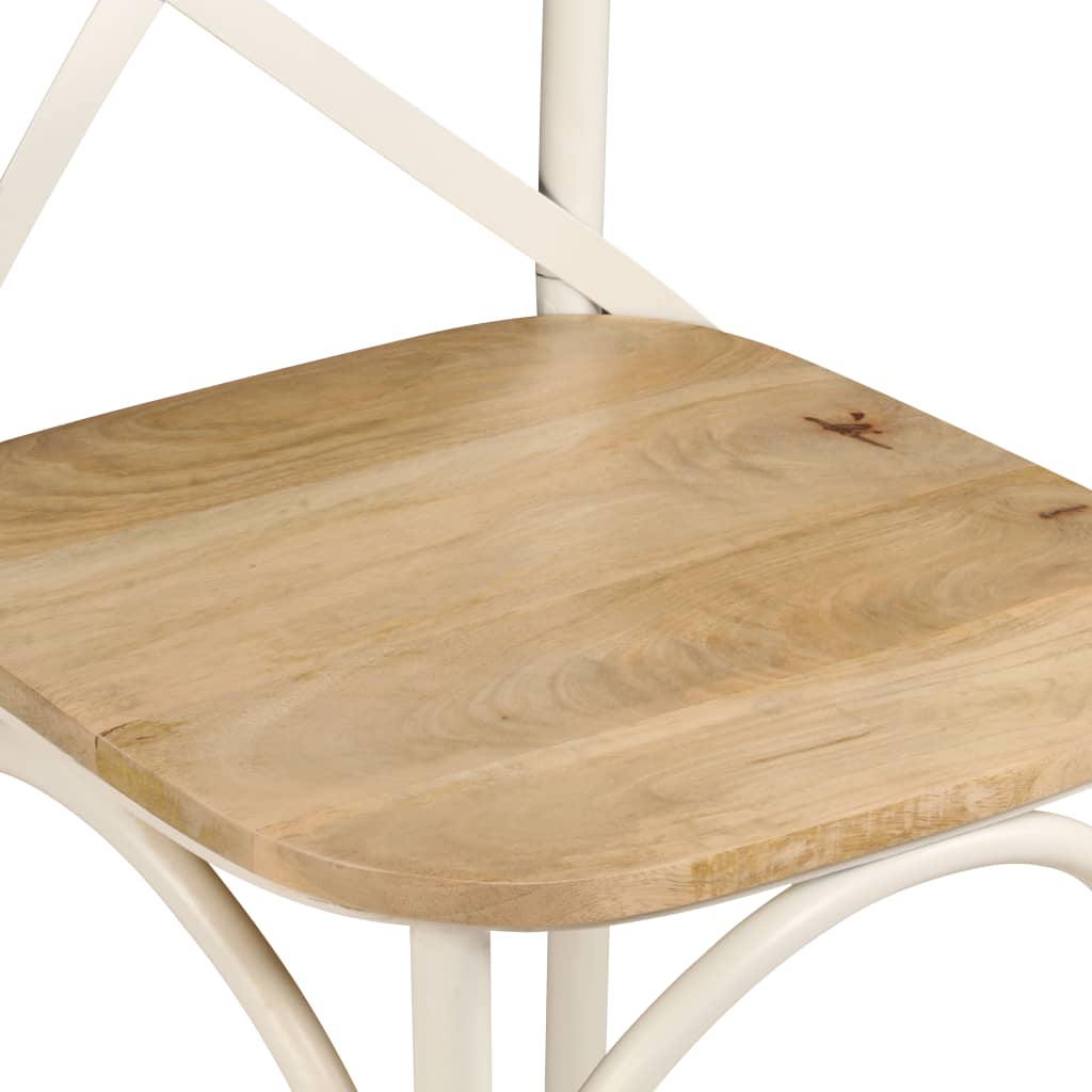 Cross Chairs 2 pcs White Solid Mango Wood - Newstart Furniture