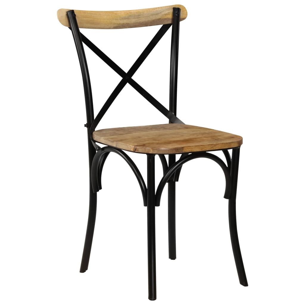 Cross Chairs 2 pcs Black Solid Mango Wood - Newstart Furniture