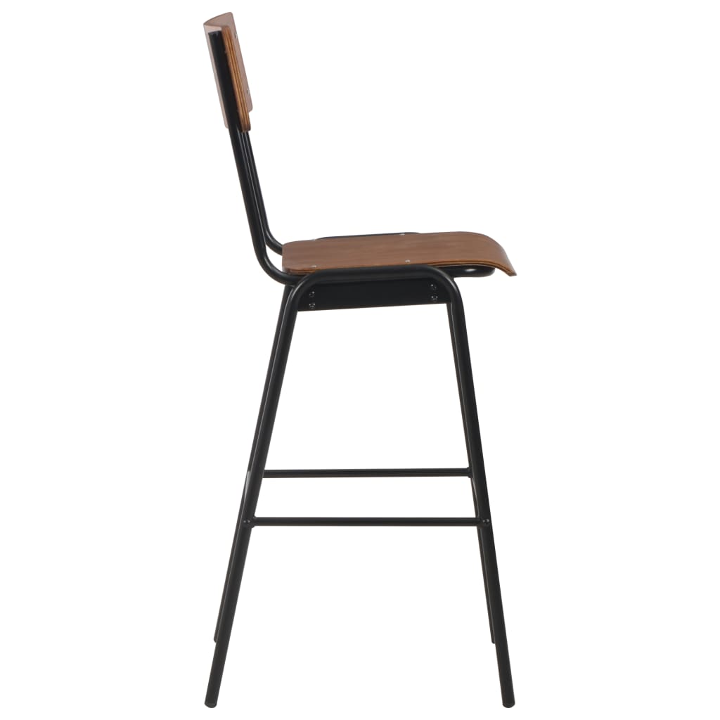 Bar Chairs 2 pcs Brown Solid Plywood Steel - Newstart Furniture