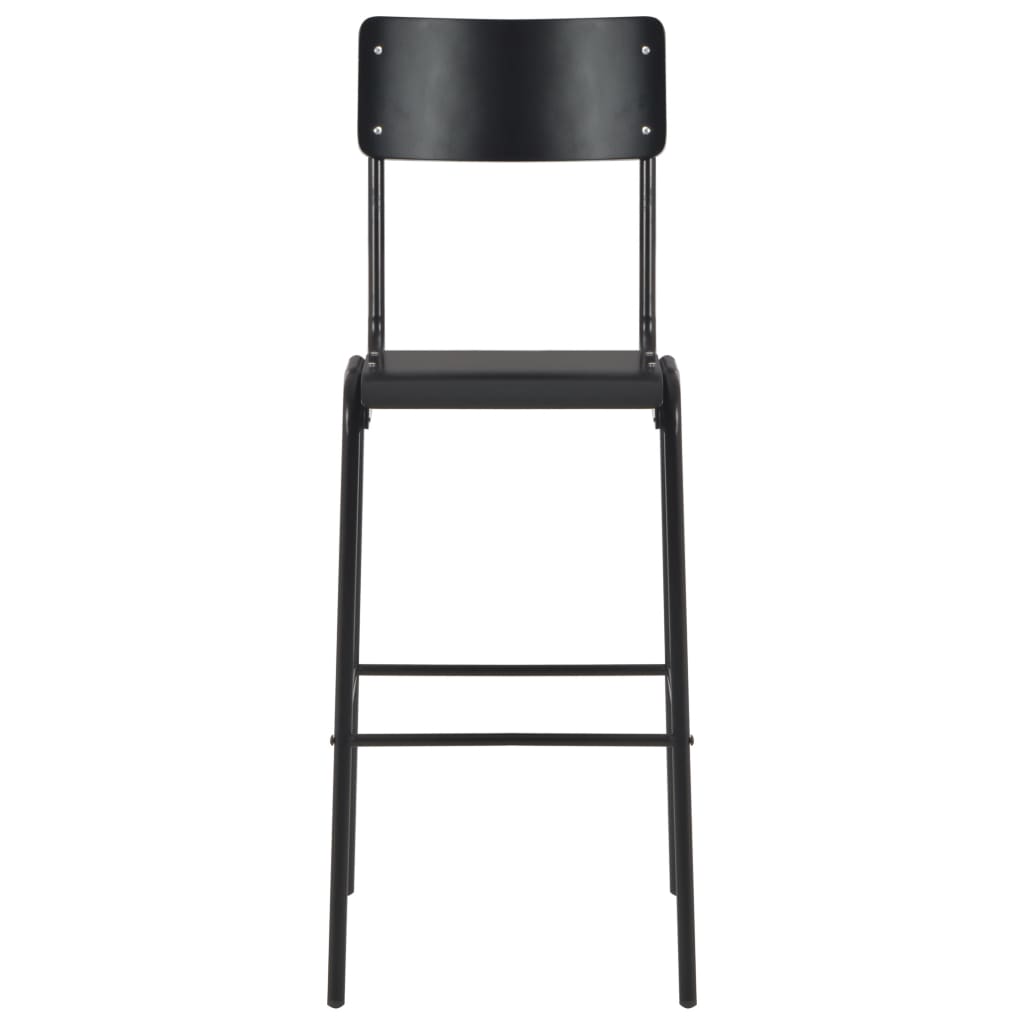 Bar Chairs 2 pcs Black Solid Plywood Steel - Newstart Furniture