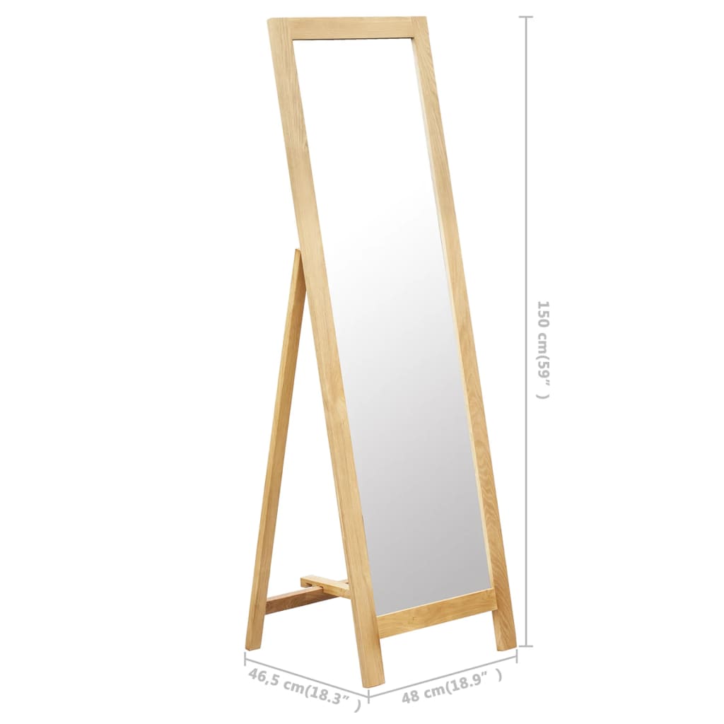 Freestanding Mirror 48x46.5x150 cm Solid Oak Wood - Newstart Furniture