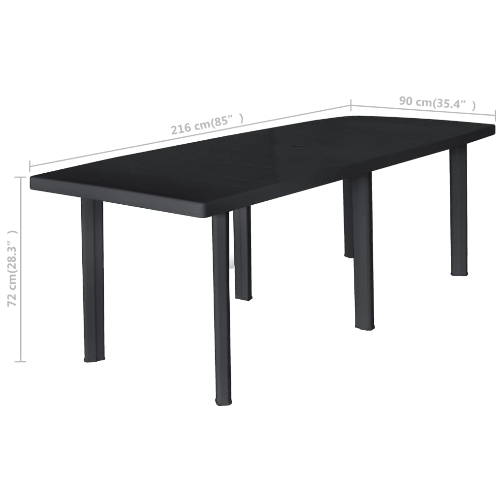 Garden Table Anthracite 216x90x72 cm Plastic - Newstart Furniture