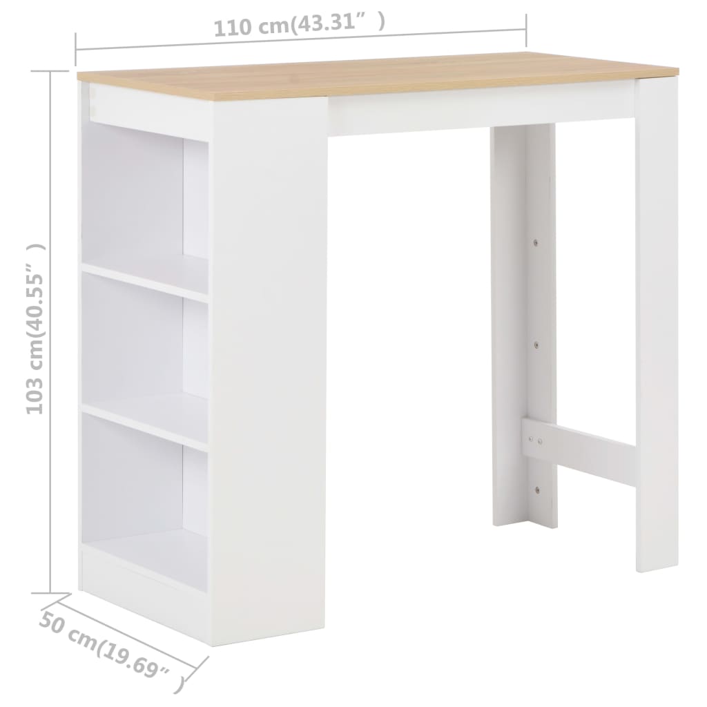 Bar Table with Shelf White 110x50x103 cm - Newstart Furniture
