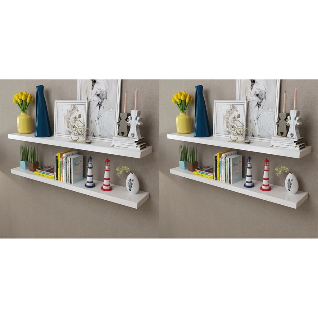 Wall Shelves 4 pcs White 120 cm - Newstart Furniture