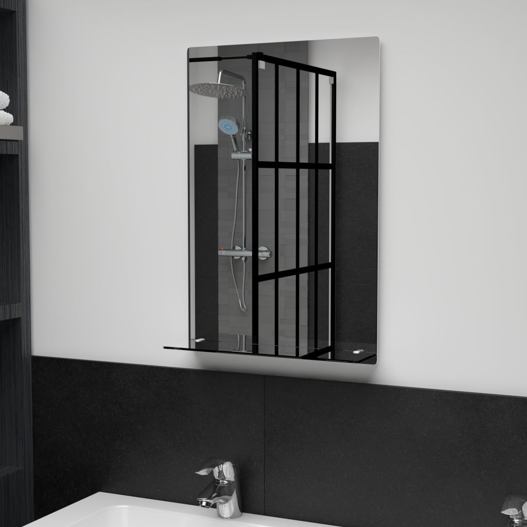 Wall Mirror with Shelf 40x60 cm Tempered Glass - Newstart Furniture