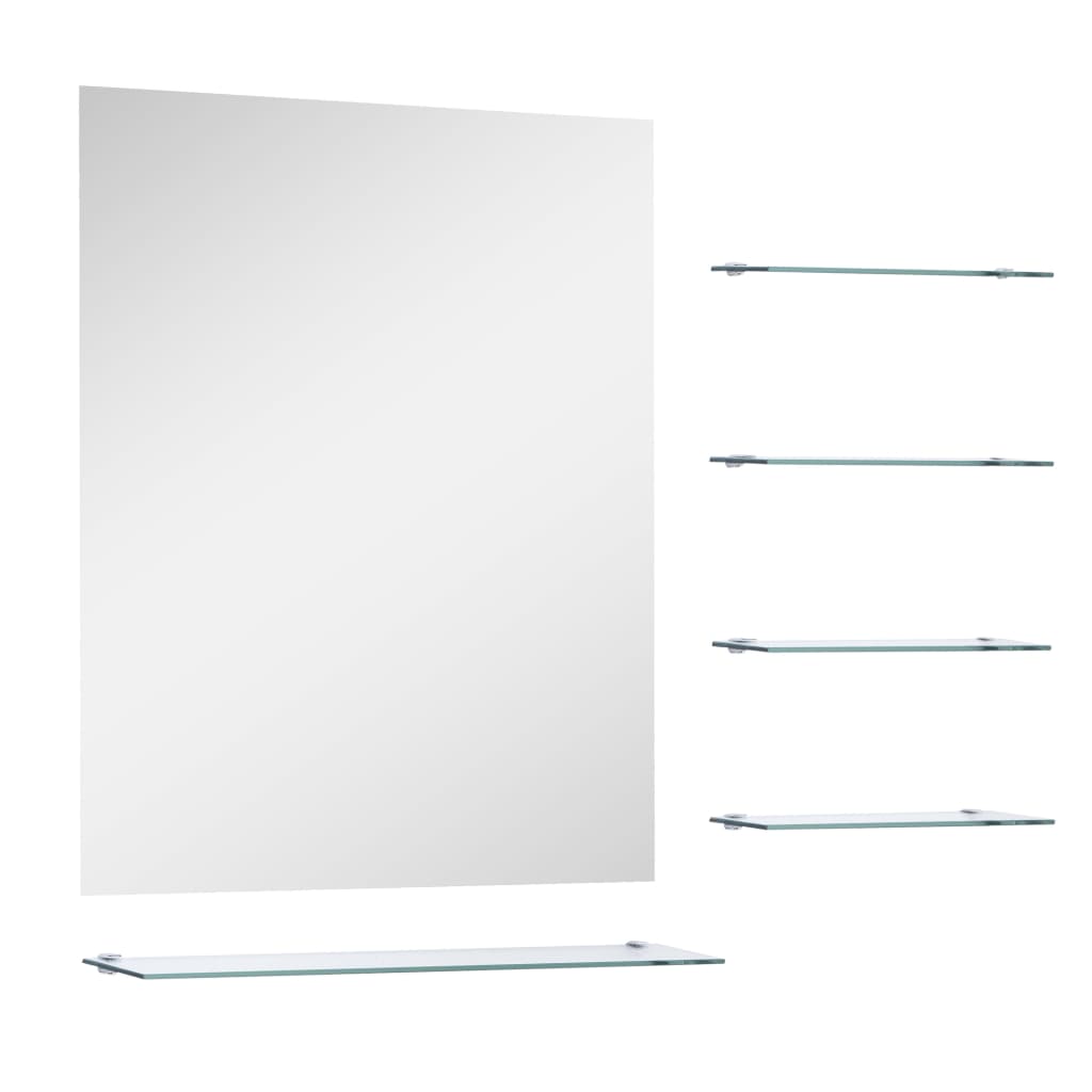 Wall Mirror with 5 Shelves Silver 50x60 cm - Newstart Furniture