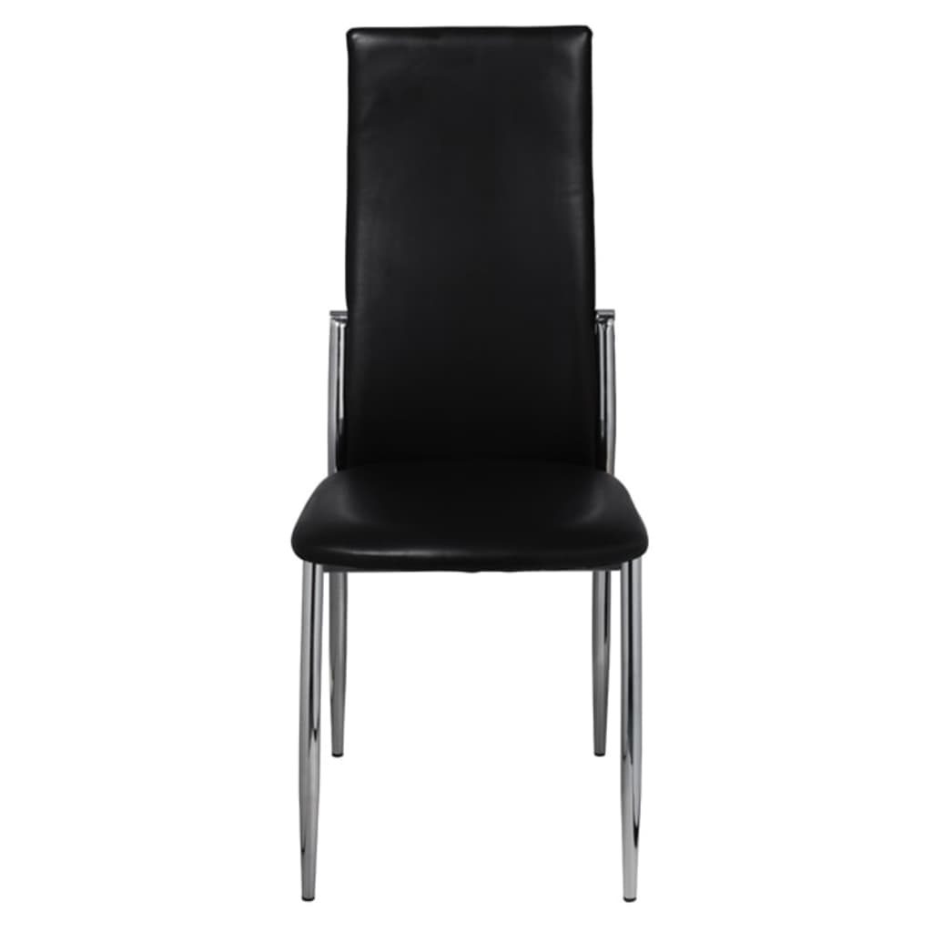 Dining Chairs 6 pcs Black Faux Leather - Newstart Furniture