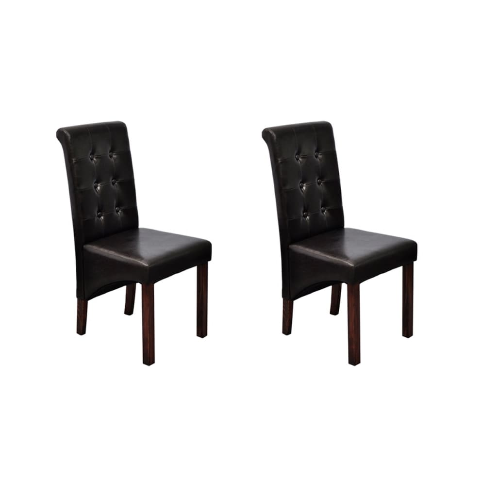 Dining Chairs 2 pcs Brown Faux Leather - Newstart Furniture